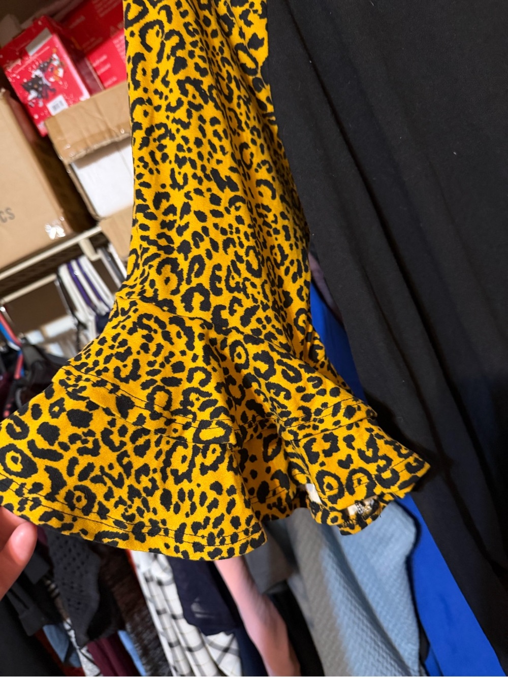 Emerald Black Tunic with Yellow Leopard Raglan Sleeves - Picture 2 of 3